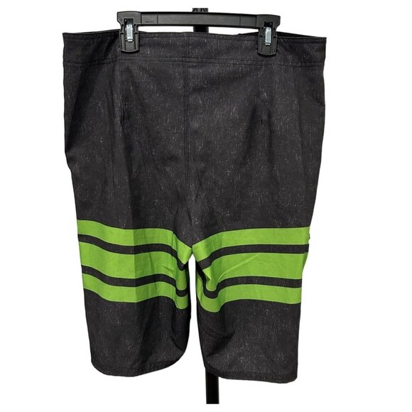 Hang Ten Mens Board Shorts Size Black Green Swimsuit Sz 32 - Picture 2 of 7